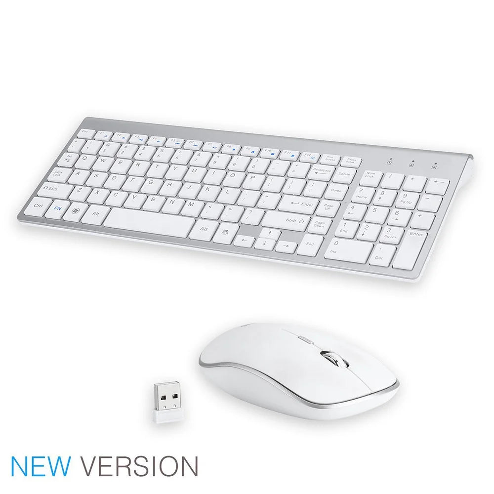 Compact Full-size Mute 2.4G Wireless Keyboard Mouse Combo Set - White - 7