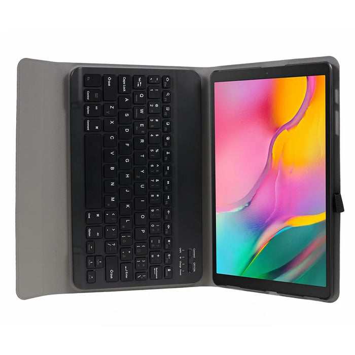 For Samsung Galaxy Tab A 10.1 (2019) SM-T515 SM-T510 Leather Stand Tablet Case with Detachable Magnetic Wireless Keyboard (Without Touchpad) (German Version) - Black - 5