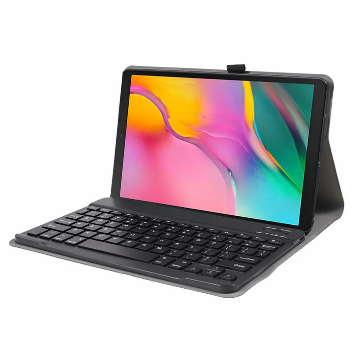 For Samsung Galaxy Tab A 10.1 (2019) SM-T515 SM-T510 Leather Stand Tablet Case with Detachable Magnetic Wireless Keyboard (Without Touchpad) (German Version) - Black - 7
