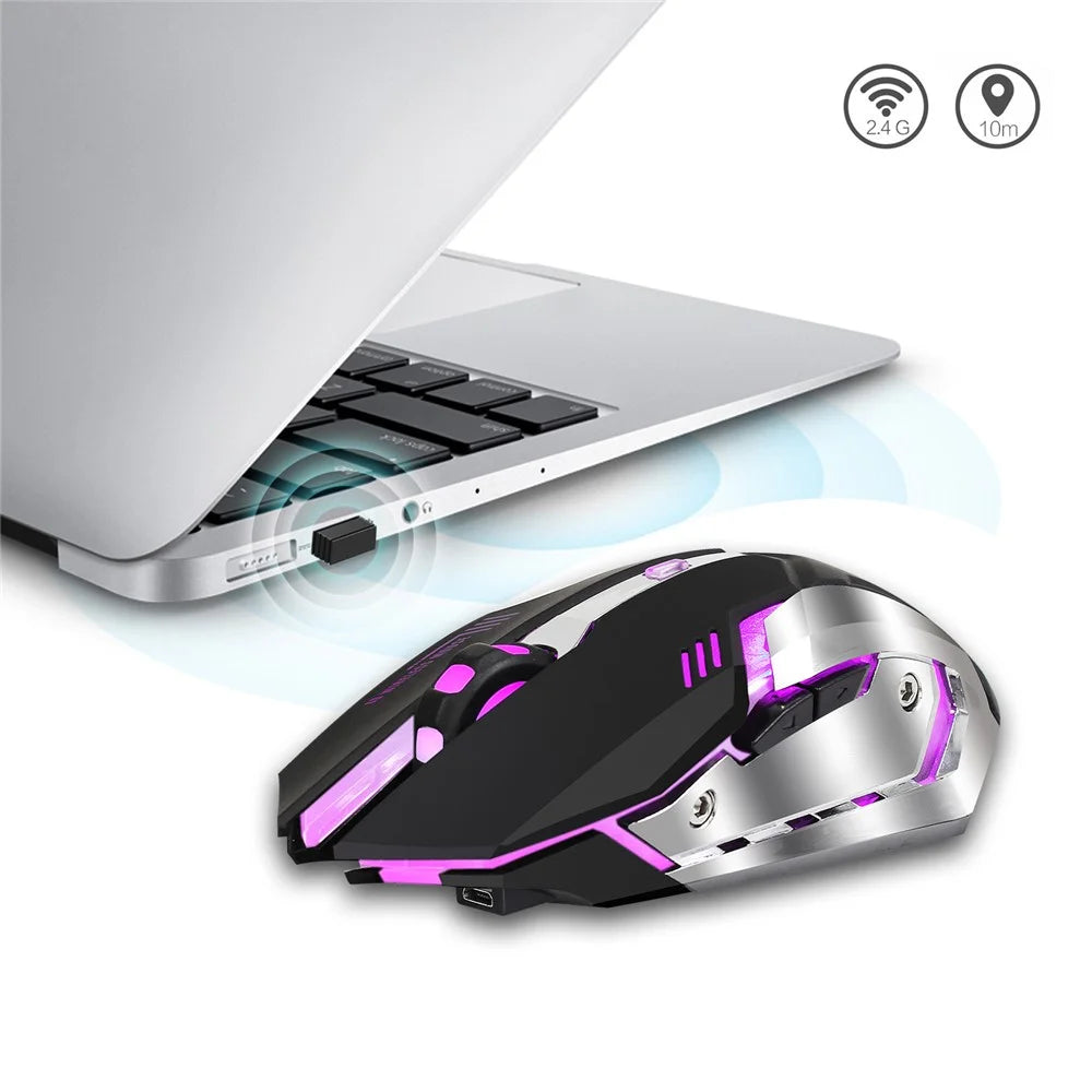 M10 Wireless Gaming Mouse 2400dpi Rechargeable 7 Color Backlight Breathing Comfort Gamer Mice - 7
