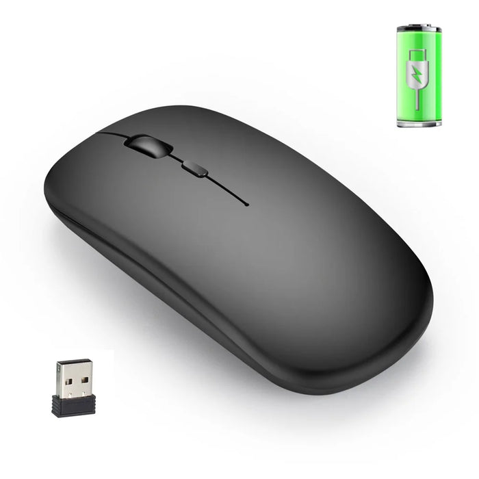 M80 2.4G Wireless Mouse Rechargeable 800/1200/1600 DPI Computer Mouse Ultra-Thin Silent Mice for Home Office Notebook - Matte Black - 3