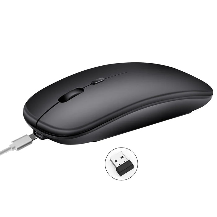 M80 2.4G Wireless Mouse Rechargeable 800/1200/1600 DPI Computer Mouse Ultra-Thin Silent Mice for Home Office Notebook - Matte Black - 4