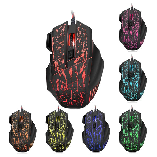 HXSJ Stream Crack Pattern Optical USB Wired Woven Nylon Line Pro Gaming Mouse - 1