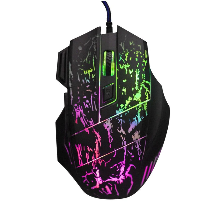 HXSJ Stream Crack Pattern Optical USB Wired Woven Nylon Line Pro Gaming Mouse - 4