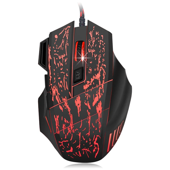 HXSJ Stream Crack Pattern Optical USB Wired Woven Nylon Line Pro Gaming Mouse - 6