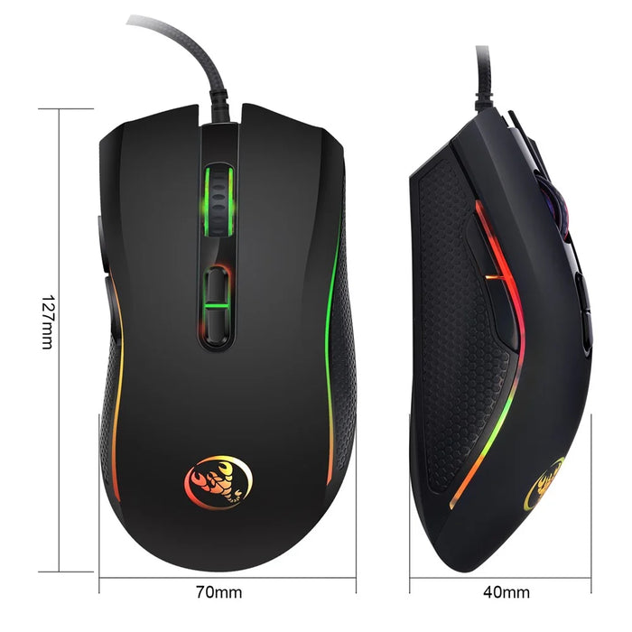 HXSJ A869 Seven Lightning Colors Game Four Gears Adjustment Electronic Sports Mouse - 3