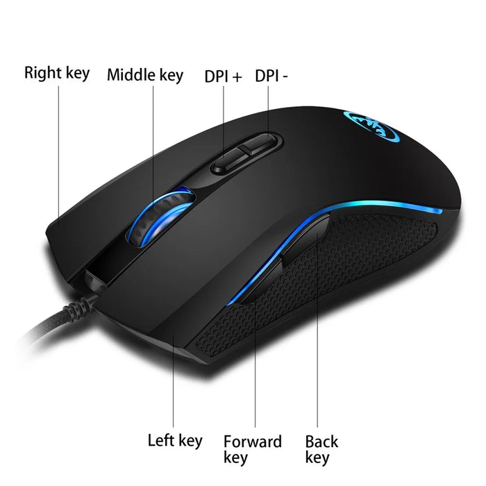 HXSJ A869 Seven Lightning Colors Game Four Gears Adjustment Electronic Sports Mouse - 4