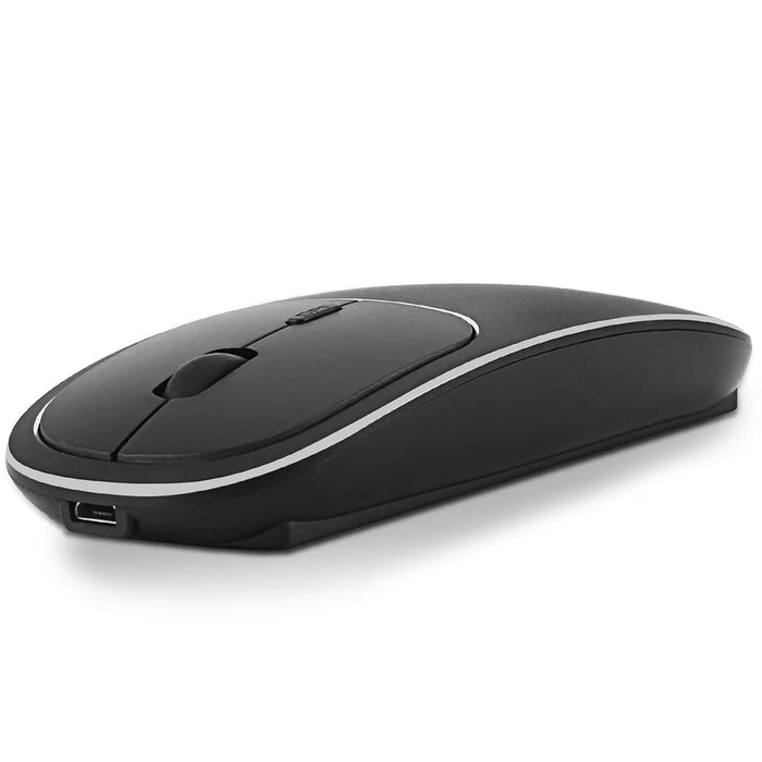Aluminum Alloy Rechargeable 2.4G Wireless Mouse Bluetooth-compatible Mute Mice Dual Mode - Black - 1