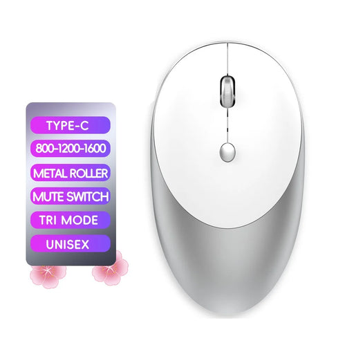 HXSJ T36 Three Mode Bluetooth-compatible 3.0 + 5.0 Wireless Mouse Silme Silent Rechargeable Optical Mouse - White - 2