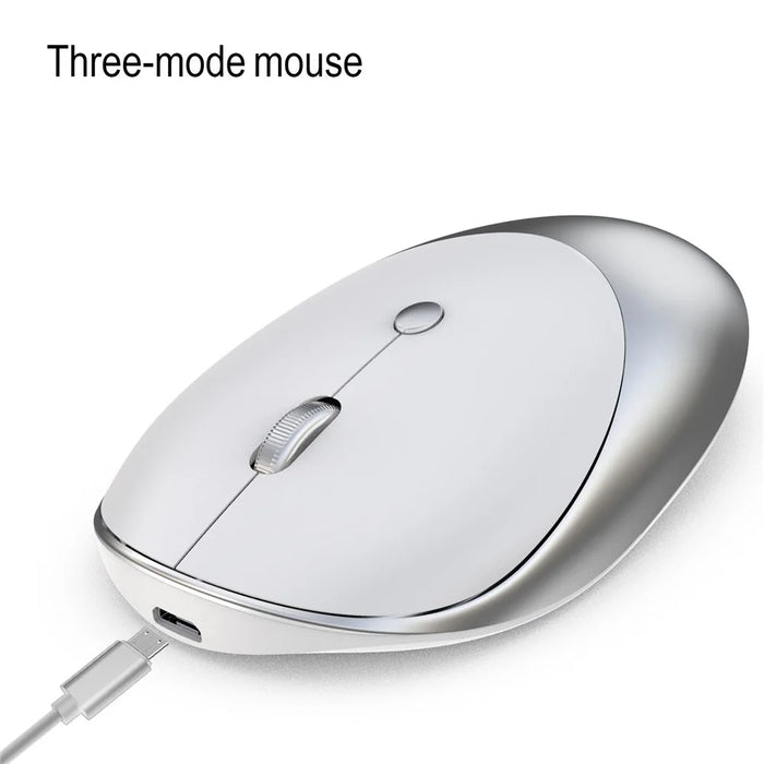 HXSJ T36 Three Mode Bluetooth-compatible 3.0 + 5.0 Wireless Mouse Silme Silent Rechargeable Optical Mouse - White - 3