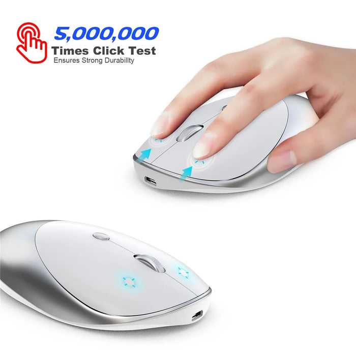 HXSJ T36 Three Mode Bluetooth-compatible 3.0 + 5.0 Wireless Mouse Silme Silent Rechargeable Optical Mouse - White - 6
