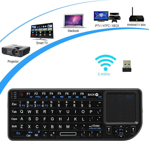 RII Mini V3 2.4GHz Wireless QWERTY Keyboard Touchpad Air Mouse with Backlit (English Version) - 1