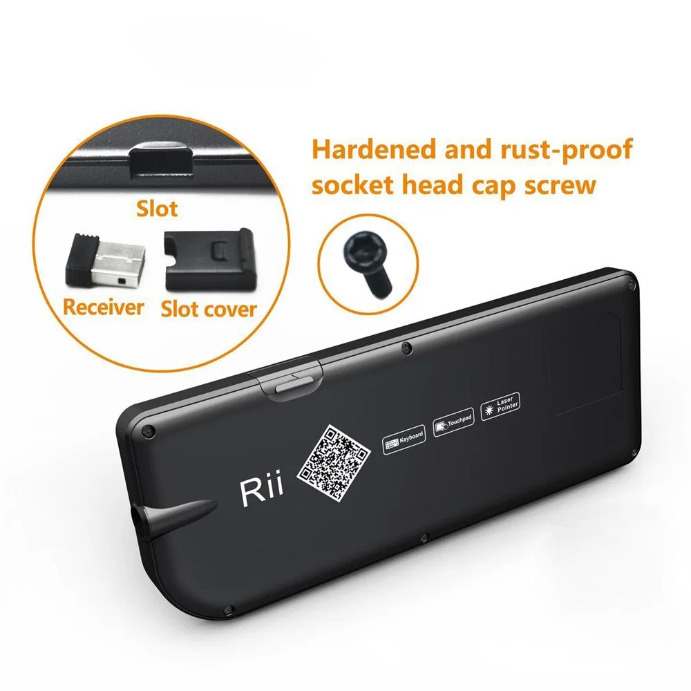 RII Mini V3 2.4GHz Wireless QWERTY Keyboard Touchpad Air Mouse with Backlit (English Version) - 5