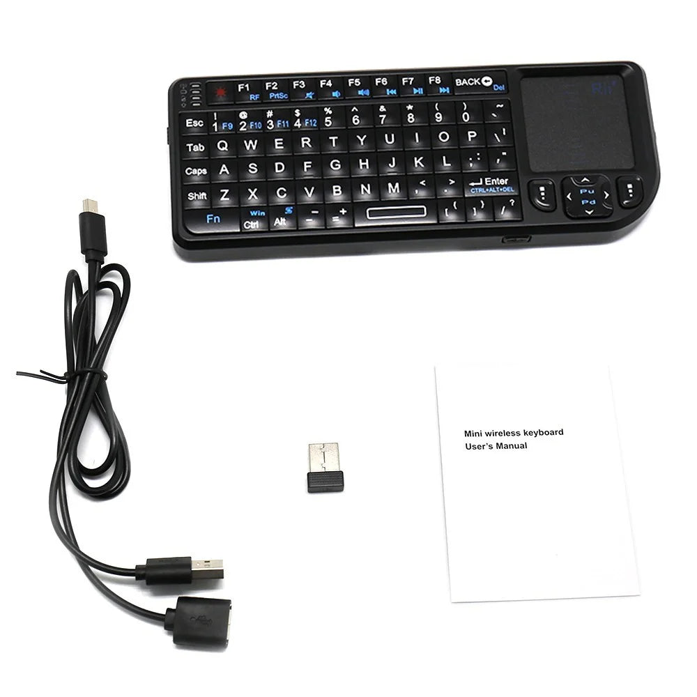RII Mini V3 2.4GHz Wireless QWERTY Keyboard Touchpad Air Mouse with Backlit (English Version) - 7
