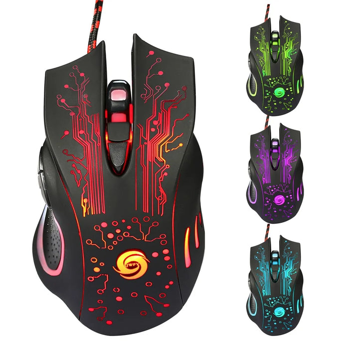 K1013 6-Key USB Wired Gaming Mouse 3200DPI with Colorful LED Light (CE/RoHS/FCC) - 1