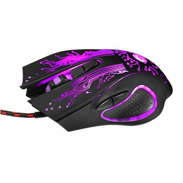 K1013 6-Key USB Wired Gaming Mouse 3200DPI with Colorful LED Light (CE/RoHS/FCC) - 6