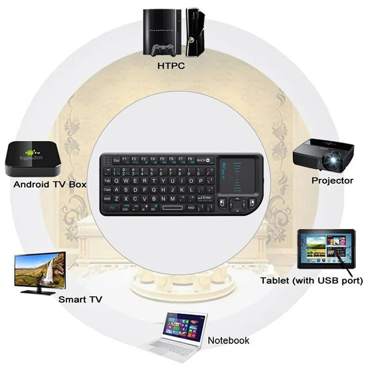 RII Mini X1 2.4GHz Wireless Keyboard with Mouse Touchpad for Laptop Tablet Smart TV - Black - 7