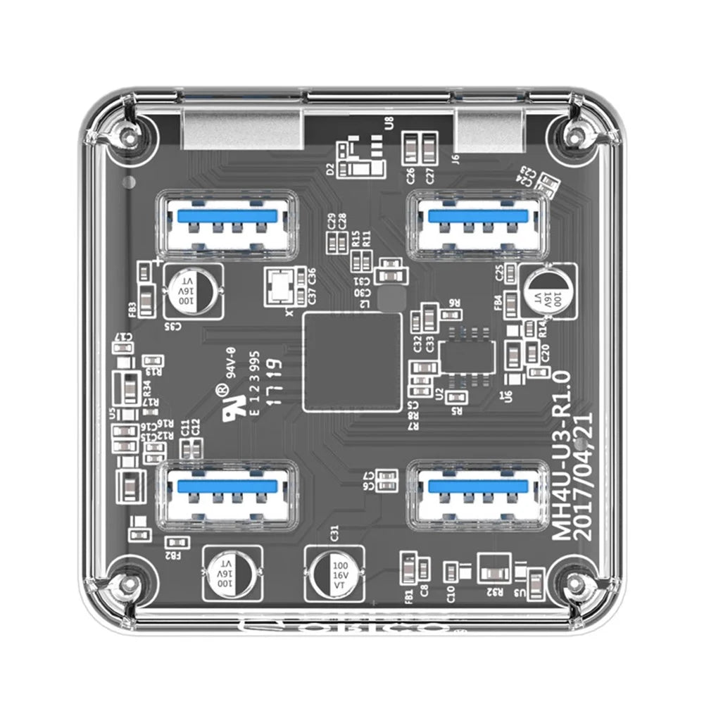 ORICO Mini 4 Ports USB3.0 Hub with Micro USB Port Support Offline Power, Cable Length: 100cm (MH4U-U3-10) - 2