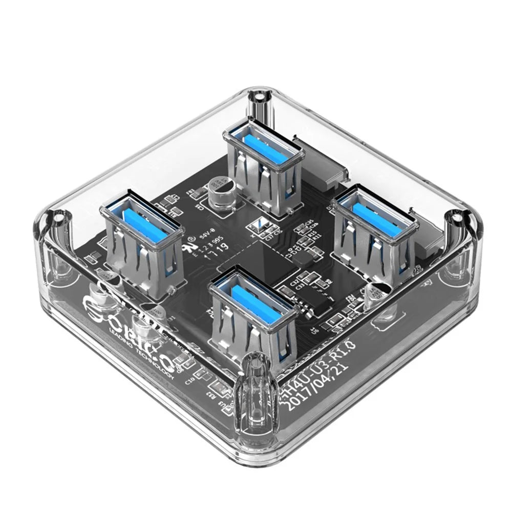 ORICO Mini 4 Ports USB3.0 Hub with Micro USB Port Support Offline Power, Cable Length: 100cm (MH4U-U3-10) - 4