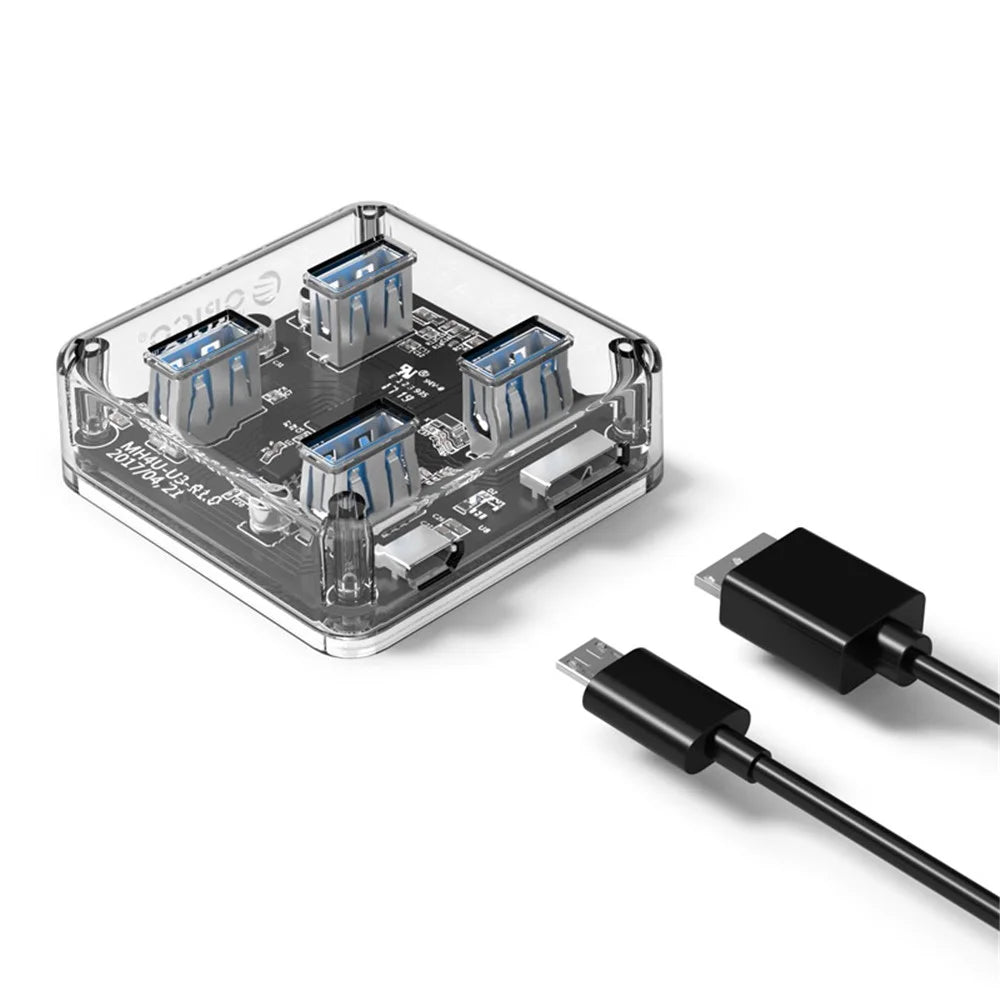 ORICO Mini 4 Ports USB3.0 Hub with Micro USB Port Support Offline Power, Cable Length: 100cm (MH4U-U3-10) - 5