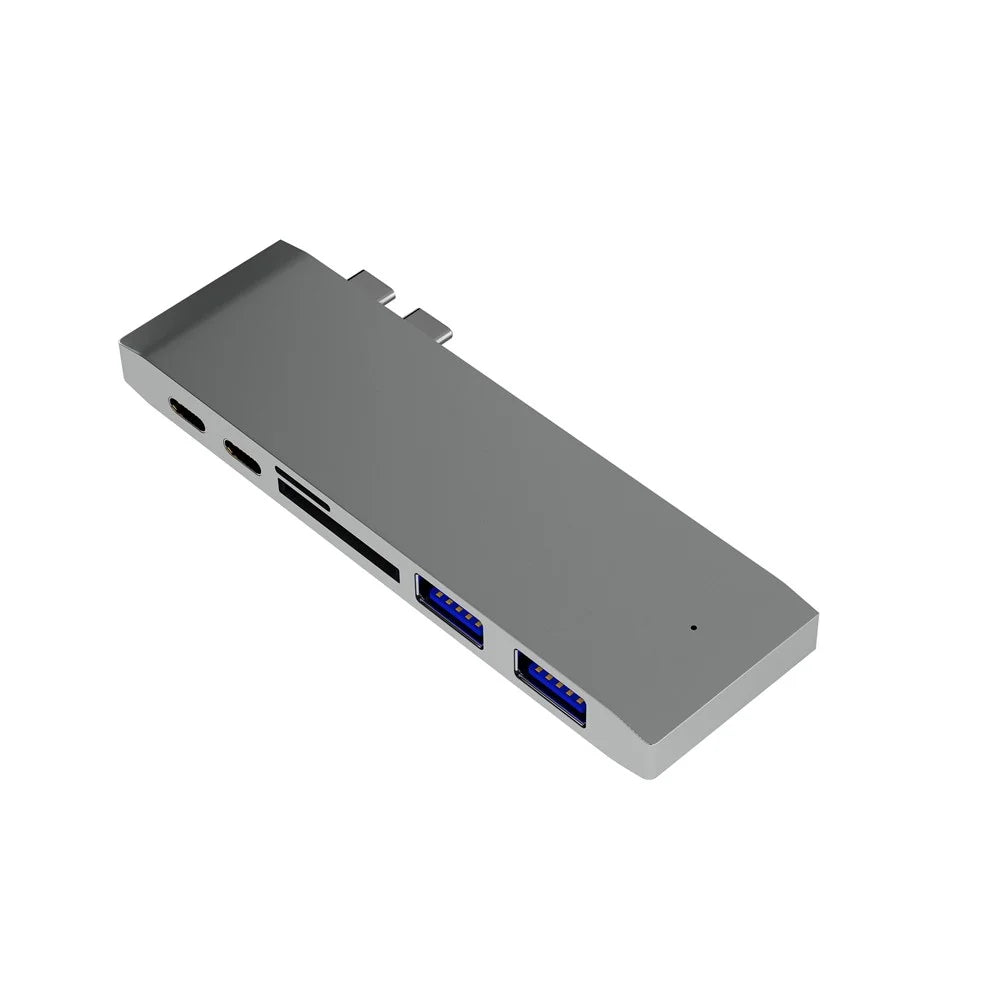 6-in-1 Dual USB Type-C Multi-Port Card Reader Adapter Converter for MacBook - 1