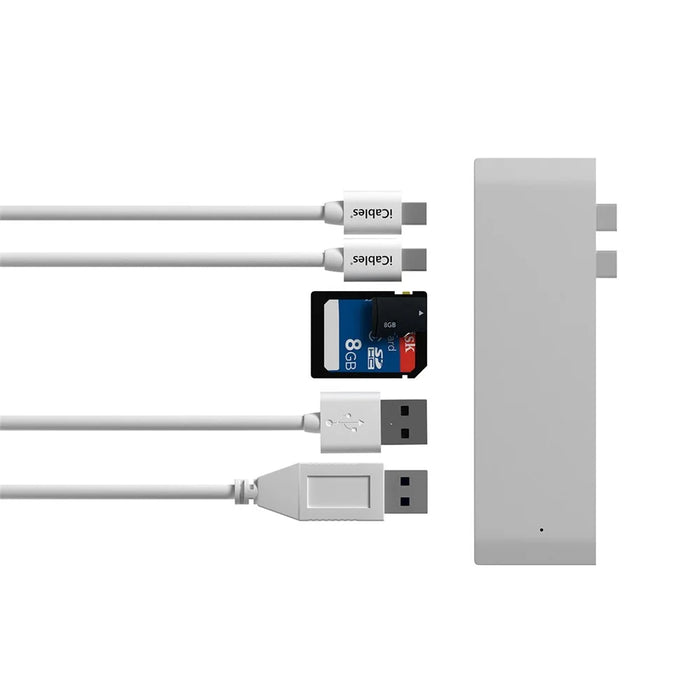 6-in-1 Dual USB Type-C Multi-Port Card Reader Adapter Converter for MacBook - 7