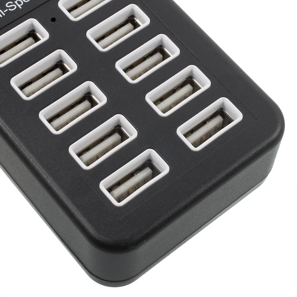 480Mbps High Speed 10-Port USB 2.0 Extender Hub with 1m Cable and Power Switch - Black - 7