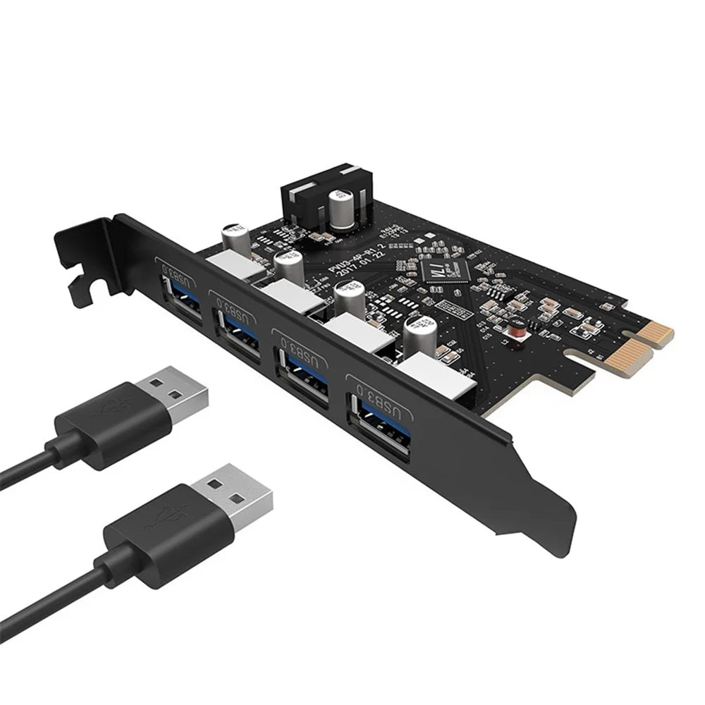 ORICO 4 Port USB 3.0 Hub PCI-Express Card Adapter Host Controller for Windows XP Vista PC Laptop (PVU3-4P) - 1
