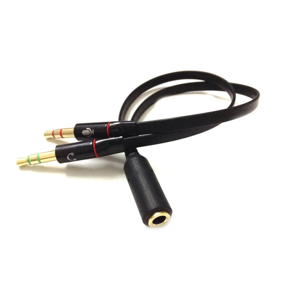 2Pcs 3.5mm Female to Dual 3.5mm Male Headphone Mic Audio Y Splitter Cable Smartphone Headset to PC Adapter - 1