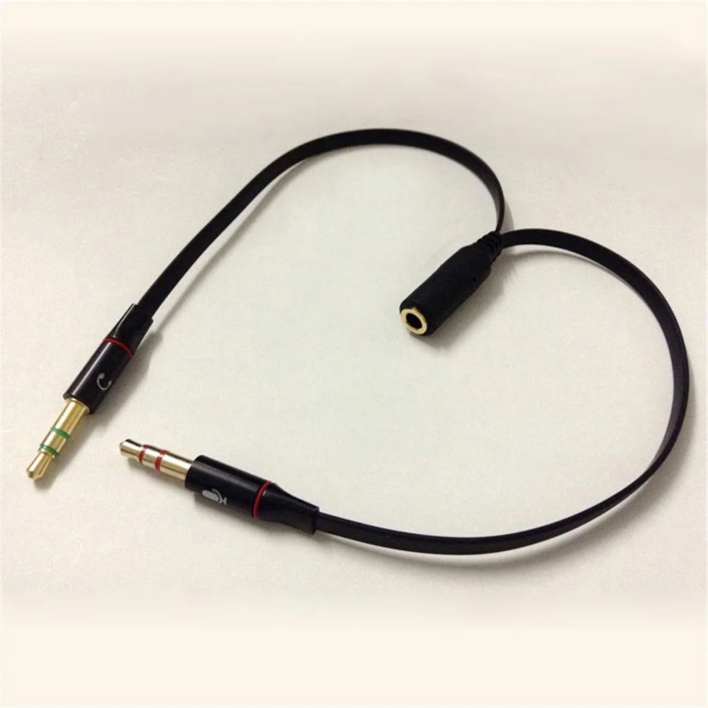 2Pcs 3.5mm Female to Dual 3.5mm Male Headphone Mic Audio Y Splitter Cable Smartphone Headset to PC Adapter - 3
