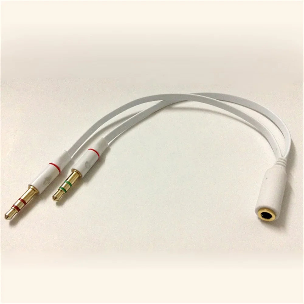 2Pcs 3.5mm Female to Dual 3.5mm Male Headphone Mic Audio Y Splitter Cable Smartphone Headset to PC Adapter - 4