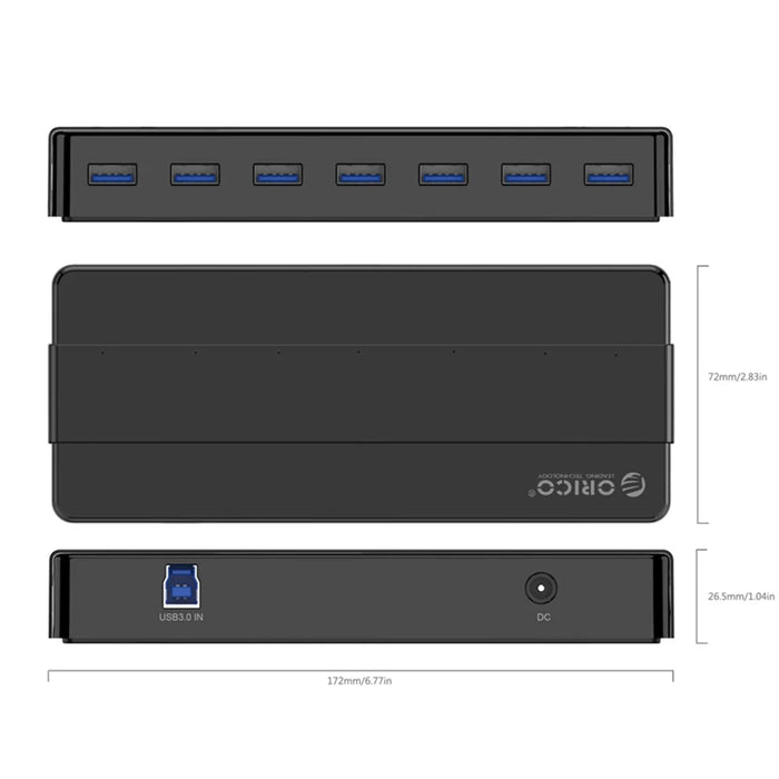 ORICO H7928-U3 7 Ports USB 3.0 Desktop HUB with 12V/2A Power Adapter - US Plug - 4