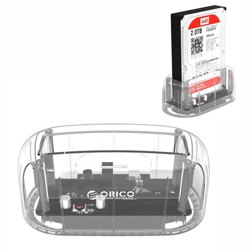 ORICO 6139U3-CR Transparent USB 3.0 to SATA 3.0 HDD Docking Station - US Plug - 1