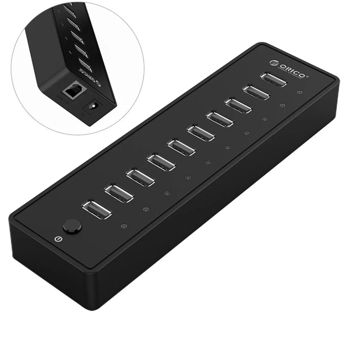 ORICO P10-U2 480Mbps 10 Ports USB2.0 Hub - US Plug - 1