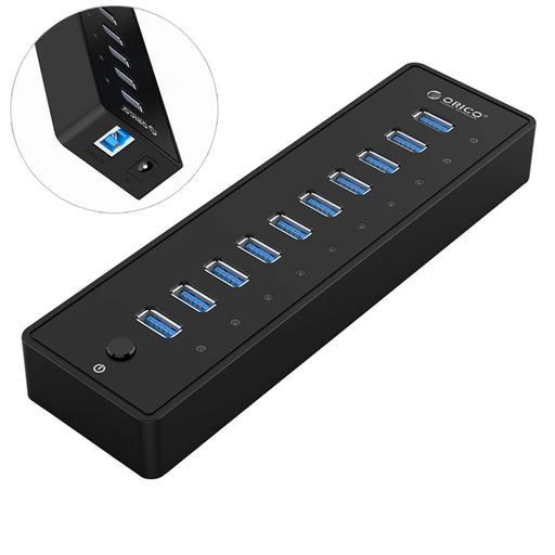ORICO P10-U3 Super High Speed 5Gbps 10 Ports USB3.0 Hub - US Plug - 1