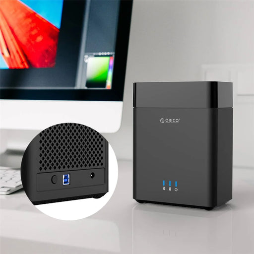 ORICO DS200U3-BK 3.5 Inch 2 Bay Magnetic Type USB 3.0 Hard Drive Enclosure - AU Plug - 1