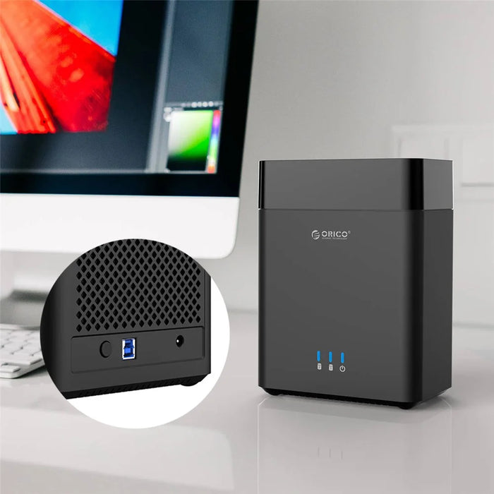 ORICO DS200U3-BK 3.5 Inch 2 Bay Magnetic Type USB 3.0 Hard Drive Enclosure - AU Plug - 1