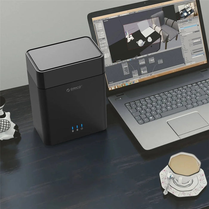 ORICO DS200U3-BK 3.5 Inch 2 Bay Magnetic Type USB 3.0 Hard Drive Enclosure - AU Plug - 6
