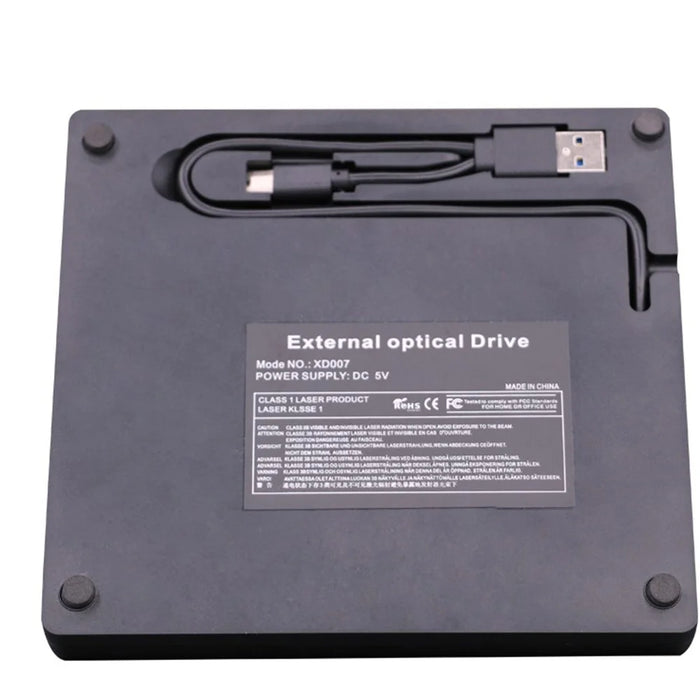XD007-B Brushed External Drive DVD-ROM [Type-C & USB Ports Cables] for Notebook / PC / Macbook - 5