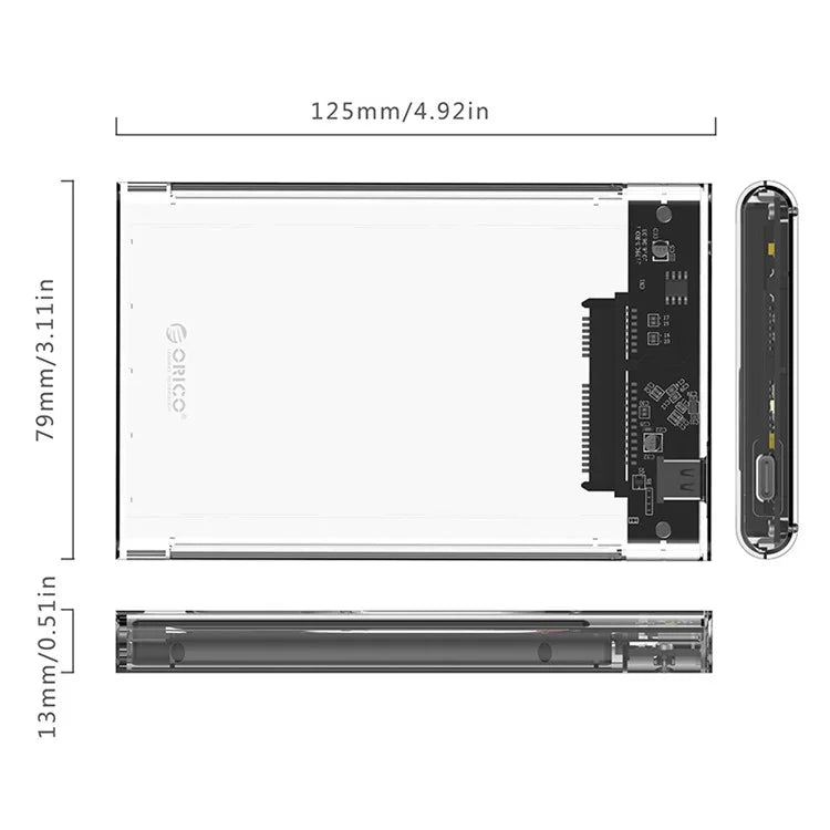 ORICO 2159C3-G2 Transparent 10Gbps Hard Drive Enclosure with Stand for 2.5inch HDD / SSD - 7