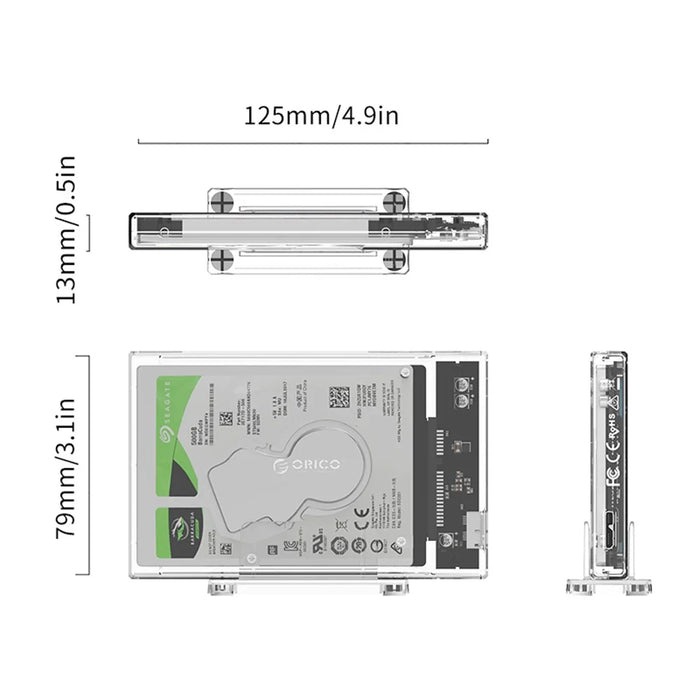 ORICO 2159U3 2.5 inch Transparent USB3.0 Hard Drive Enclosure with Stand 2.5inch HDD / SSD - 6