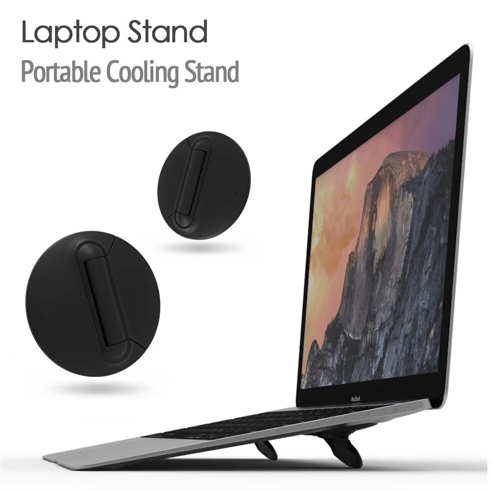 Universal Folding Portable Laptop Stand Bracket Adjustable Angles Portable Cooling Pad - Black - 2