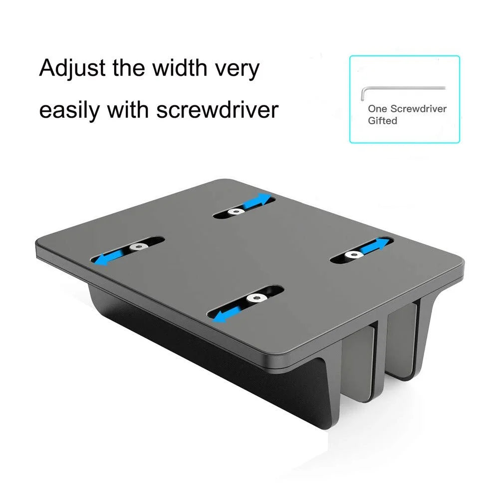 XWJ-004A Adjustable Width Double Slots Cooling Laptop Notebook Tablet Bracket Base - Black - 5
