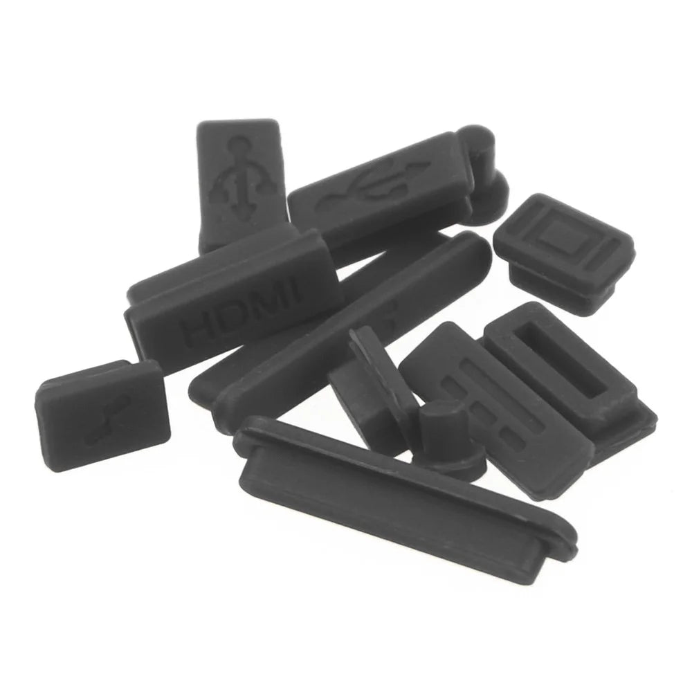 12Pcs/Set Silicone Anti-dust Plugs for MacBook Pro with Retina 13"/15", Air 11"/13" Ports - Black - 2