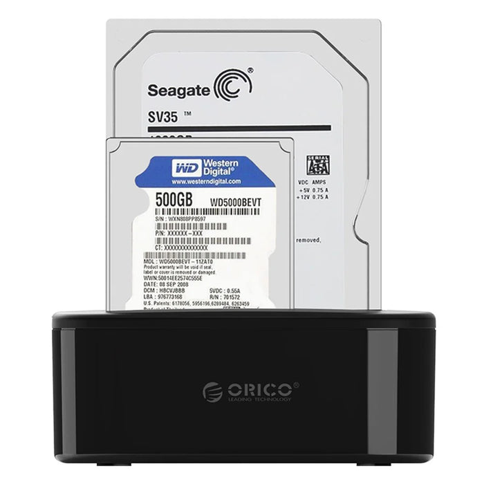 ORICO USB 3.0 SATA Dual-bay Hard Disk Drive Docking Station Enclosure Case for 2.5"/3.5" SDD HDD with Offline Clone Function (6228US3-C) - UK Plug - 2