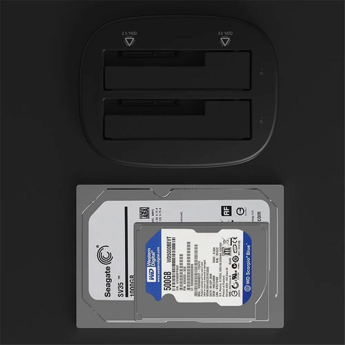 ORICO USB 3.0 SATA Dual-bay Hard Disk Drive Docking Station Enclosure Case for 2.5"/3.5" SDD HDD with Offline Clone Function (6228US3-C) - UK Plug - 6