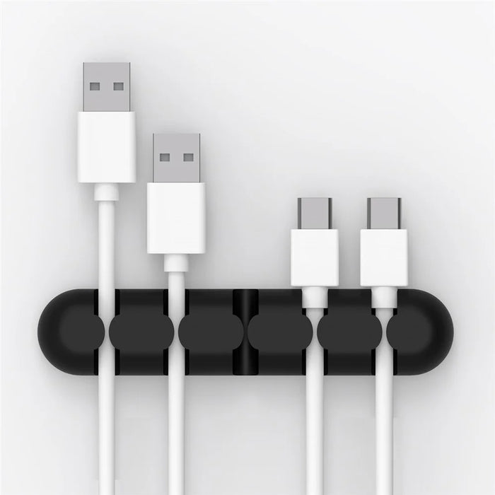 ORICO CBS5 5-slot Self-sticky Stripe Data Cable Audio Cable Silicone Cable Cord Organizer - Black - 4
