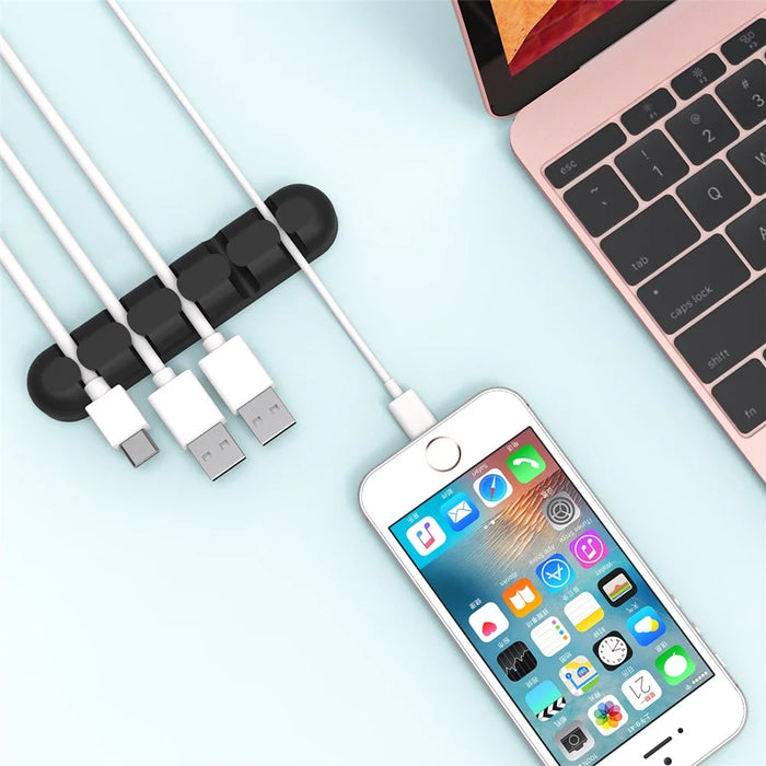 ORICO CBS5 5-slot Self-sticky Stripe Data Cable Audio Cable Silicone Cable Cord Organizer - Black - 7