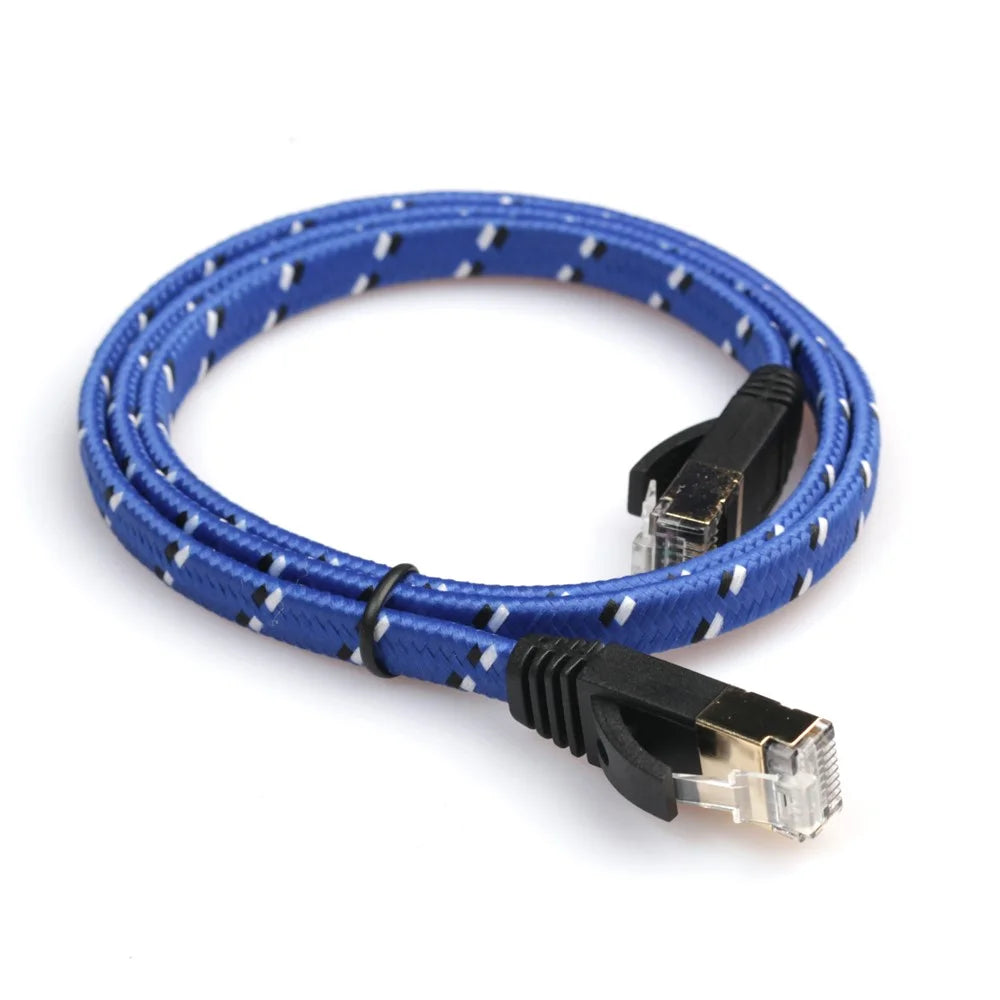 1M Woven Pattern CAT-7 10 Gigabit Ethernet Flat Patch Cable - 1
