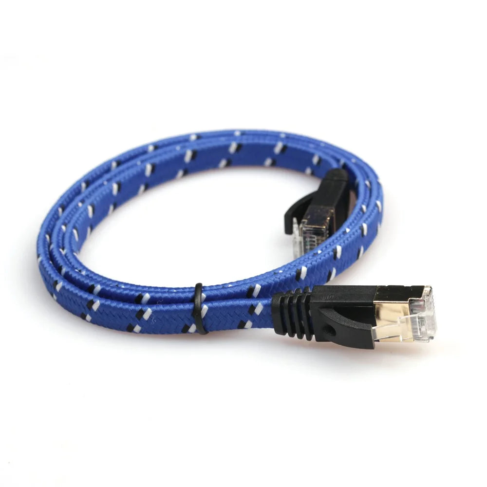 1M Woven Pattern CAT-7 10 Gigabit Ethernet Flat Patch Cable - 2